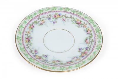 Set of 5 French Victorian Porcelain Floral Teacups