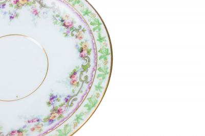 Set of 5 French Victorian Porcelain Floral Teacups