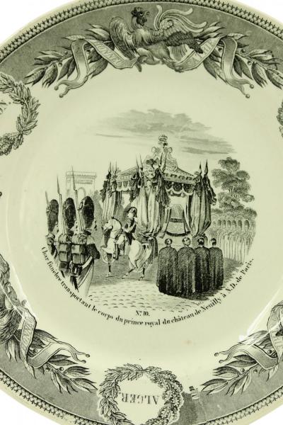 Set of 5 French Victorian Transferware Plates of Historical Landmarks