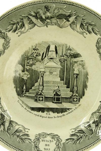 Set of 5 French Victorian Transferware Plates of Historical Landmarks