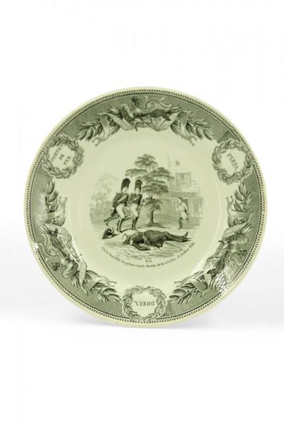 Set of 5 French Victorian Transferware Plates of Historical Landmarks