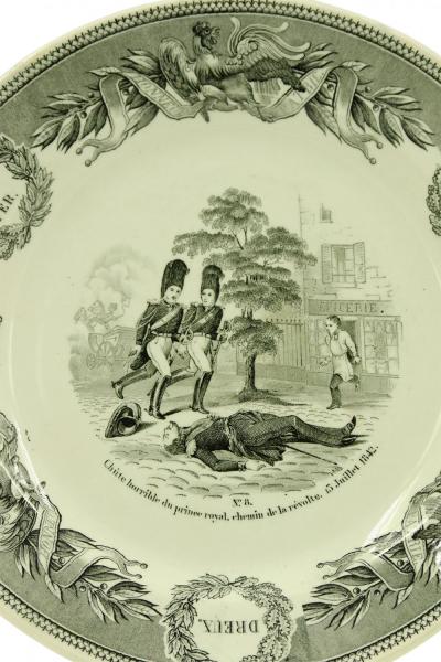 Set of 5 French Victorian Transferware Plates of Historical Landmarks