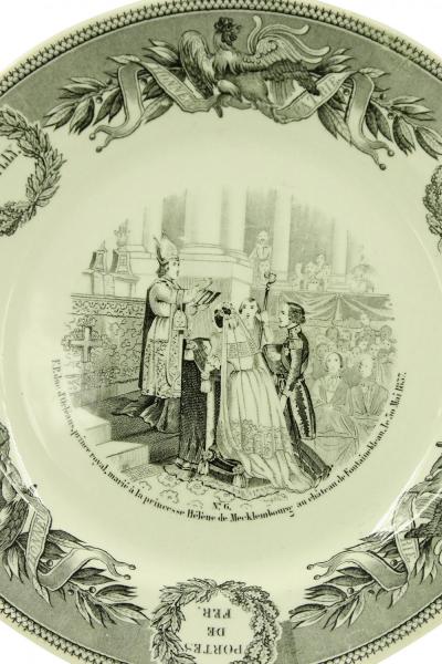 Set of 5 French Victorian Transferware Plates of Historical Landmarks