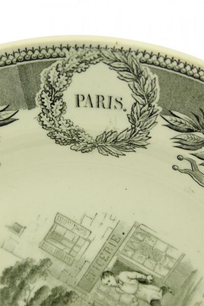 Set of 5 French Victorian Transferware Plates of Historical Landmarks