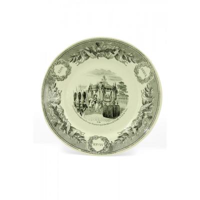 Set of 5 French Victorian Transferware Plates of Historical Landmarks