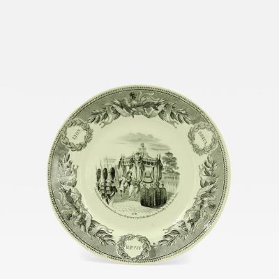 Set of 5 French Victorian Transferware Plates of Historical Landmarks