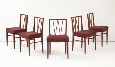 Set of 5 Ole Wanscher Dining Chairs Upholstered in Loro Piana
