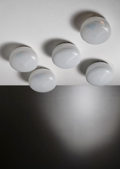 Set of 5 glass ceiling lamps