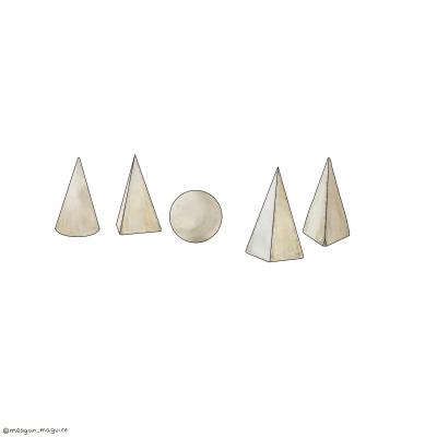 Set of 5 white Painted Wooden Geometric Molds