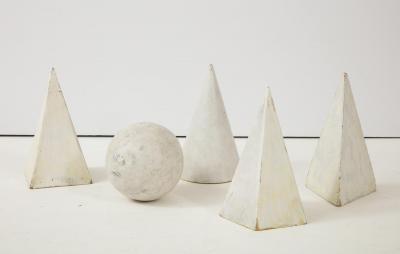 Set of 5 white Painted Wooden Geometric Molds