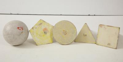 Set of 5 white Painted Wooden Geometric Molds