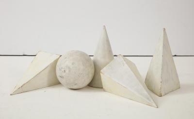 Set of 5 white Painted Wooden Geometric Molds