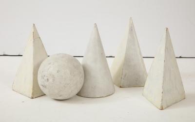 Set of 5 white Painted Wooden Geometric Molds