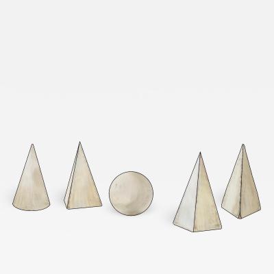 Set of 5 white Painted Wooden Geometric Molds