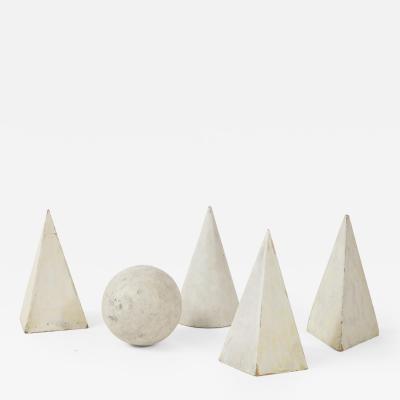 Set of 5 white Painted Wooden Geometric Molds