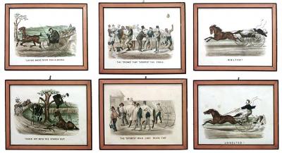 Set of 6 American Victorian Horse Lithographs signed Thos Worth 