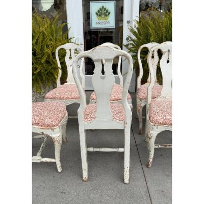 Set of 6 Antique 18 C Gustavian Dining Chairs W Carolina Irving Andaluz Linen