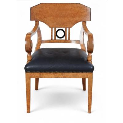 Set of 6 Antique 19c Biedermeier Mahogany Ebonized Birch Dining Chairs