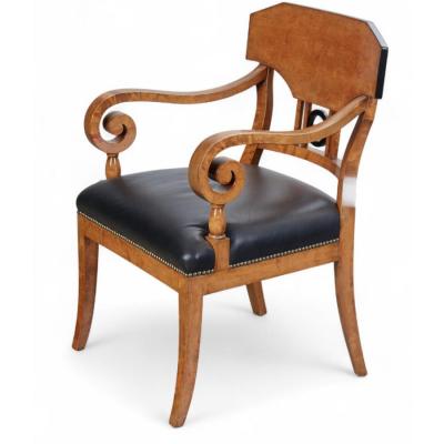 Set of 6 Antique 19c Biedermeier Mahogany Ebonized Birch Dining Chairs