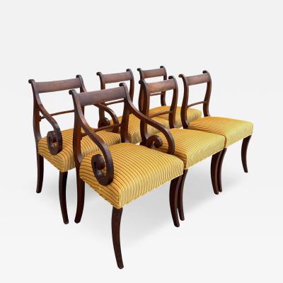 Set of 6 Antique Early 19th C Regency Mahogany Dining Chairs