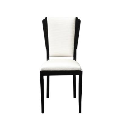 Set of 6 Art Deco Skyscraper Black Lacquer Off White Upholstery Dining Chairs