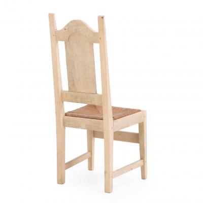 Set of 6 Belgian Dining Chairs with Rush Seats and High Arched Backs 1960s