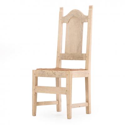 Set of 6 Belgian Dining Chairs with Rush Seats and High Arched Backs 1960s