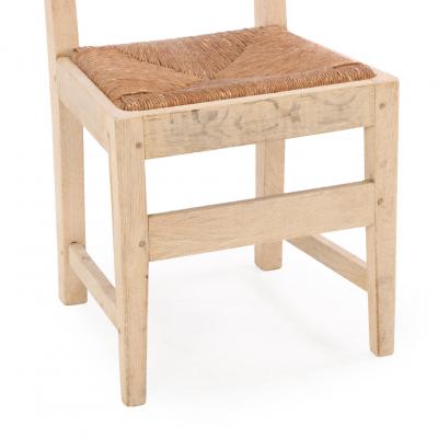 Set of 6 Belgian Dining Chairs with Rush Seats and High Arched Backs 1960s