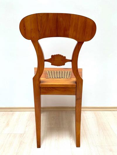 Set of 6 Biedermeier Board Chairs Cherry wood and Mesh Austria circa 1830