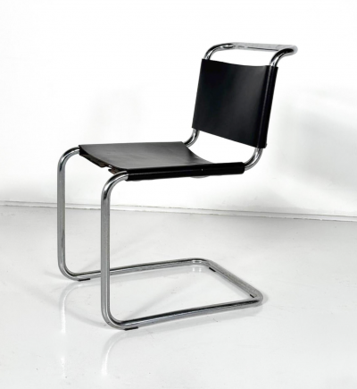 Set of 6 Chairs Model B33 by Marcel Breuer 1970s Leather and Chrome