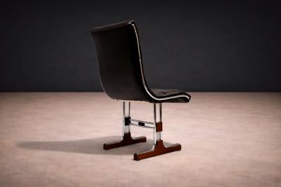 Set of 6 Chairs in Leather Metal Wood Braszenski 1960s