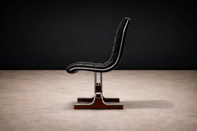 Set of 6 Chairs in Leather Metal Wood Braszenski 1960s