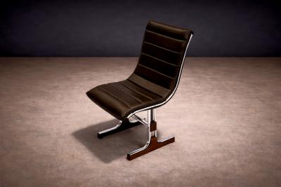 Set of 6 Chairs in Leather Metal Wood Braszenski 1960s