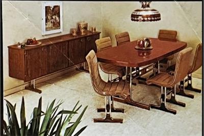 Set of 6 Chairs in Leather Metal Wood Braszenski 1960s
