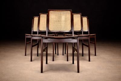 Set of 6 Chairs in Rosewood Cane Unknown 1960s