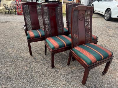 Set of 6 Chin Hua Mahogany Dining Chairs w Cane Backs