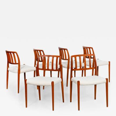 Set of 6 Danish Mid Century Modern Teak Model 83 Niels Moller Dining Chairs