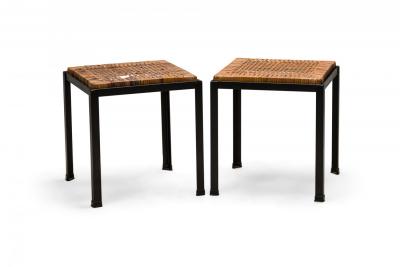 Set of 6 Danny Ho Fong Tropi Cali Osetsu Dai Woven Cane and Angle Iron Stool