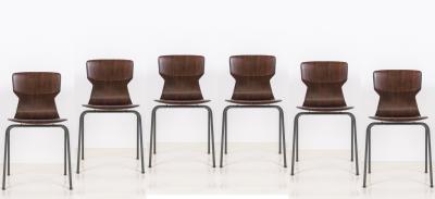 Set of 6 Dark Wood Eromes Wijchen Dining Chairs