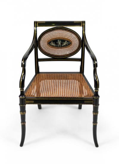 Set of 6 English Regency Black Lacquered Chairs