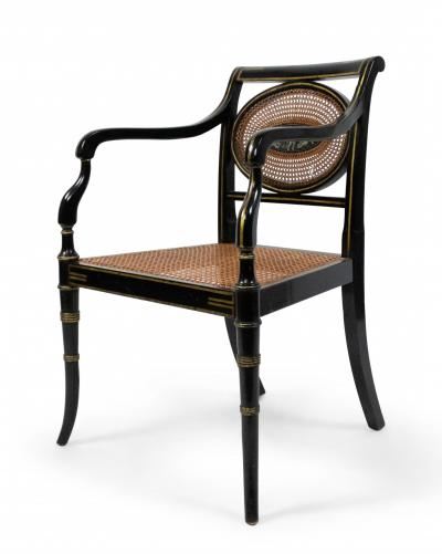 Set of 6 English Regency Black Lacquered Chairs