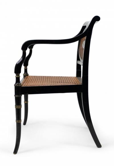 Set of 6 English Regency Black Lacquered Chairs