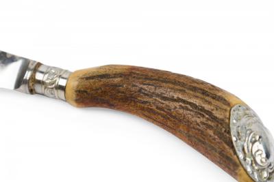 Set of 6 English Rustic Horn Handled Stainless Steel Steak Knives