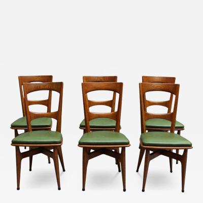 Set of 6 Fine French 1950s 1960s Dining Chairs