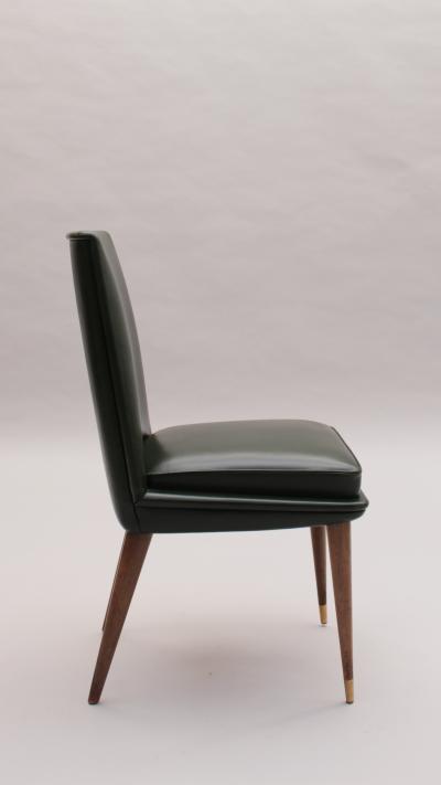 Set of 6 Fine French 1950s Leather upholstered Dining Chairs