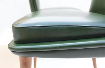 Set of 6 Fine French 1950s Leather upholstered Dining Chairs