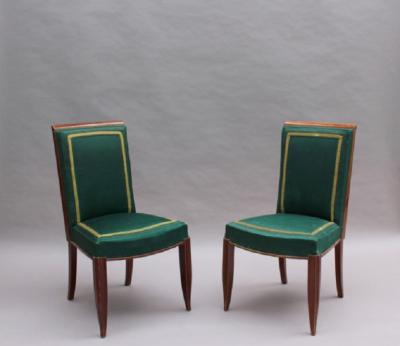 Set of 6 Fine French Art Deco Oak Dining Chairs
