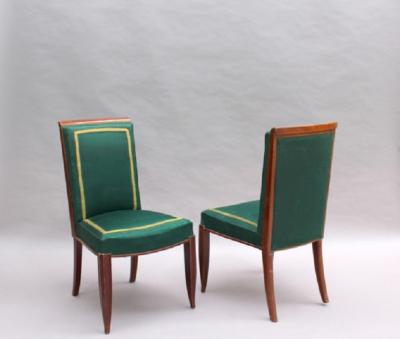 Set of 6 Fine French Art Deco Oak Dining Chairs