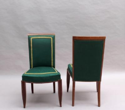 Set of 6 Fine French Art Deco Oak Dining Chairs