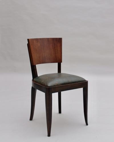 Set of 6 Fine French Art Deco Palissander and Stained Beech Dining Chairs